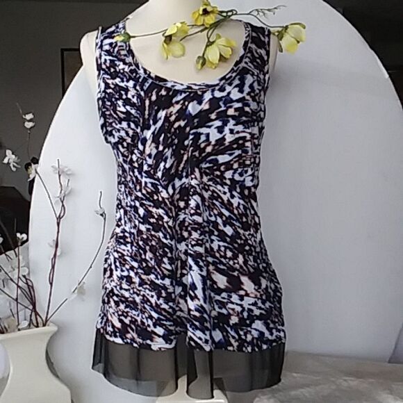 Jennifer Lopez Tank Top Long Dressy Bling Marble Pattern size 0X - Picture 2 of 11